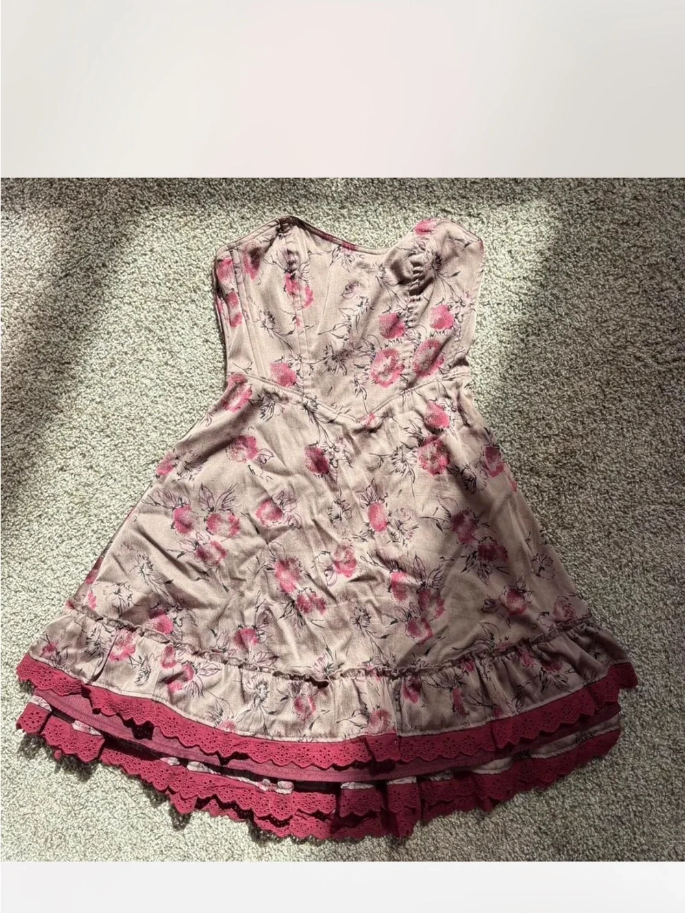 Pink Floral Tiered Summer Dress